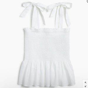 J. Crew Smocked tie-shoulder tank top
